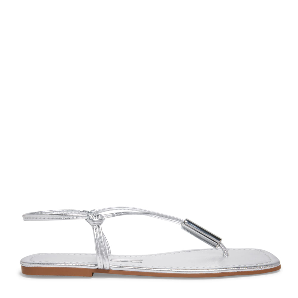 Rasteirinha Napa Santa Lolla Prata Bico Quadrado