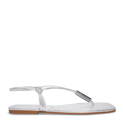 Rasteirinha Napa Santa Lolla Prata Bico Quadrado