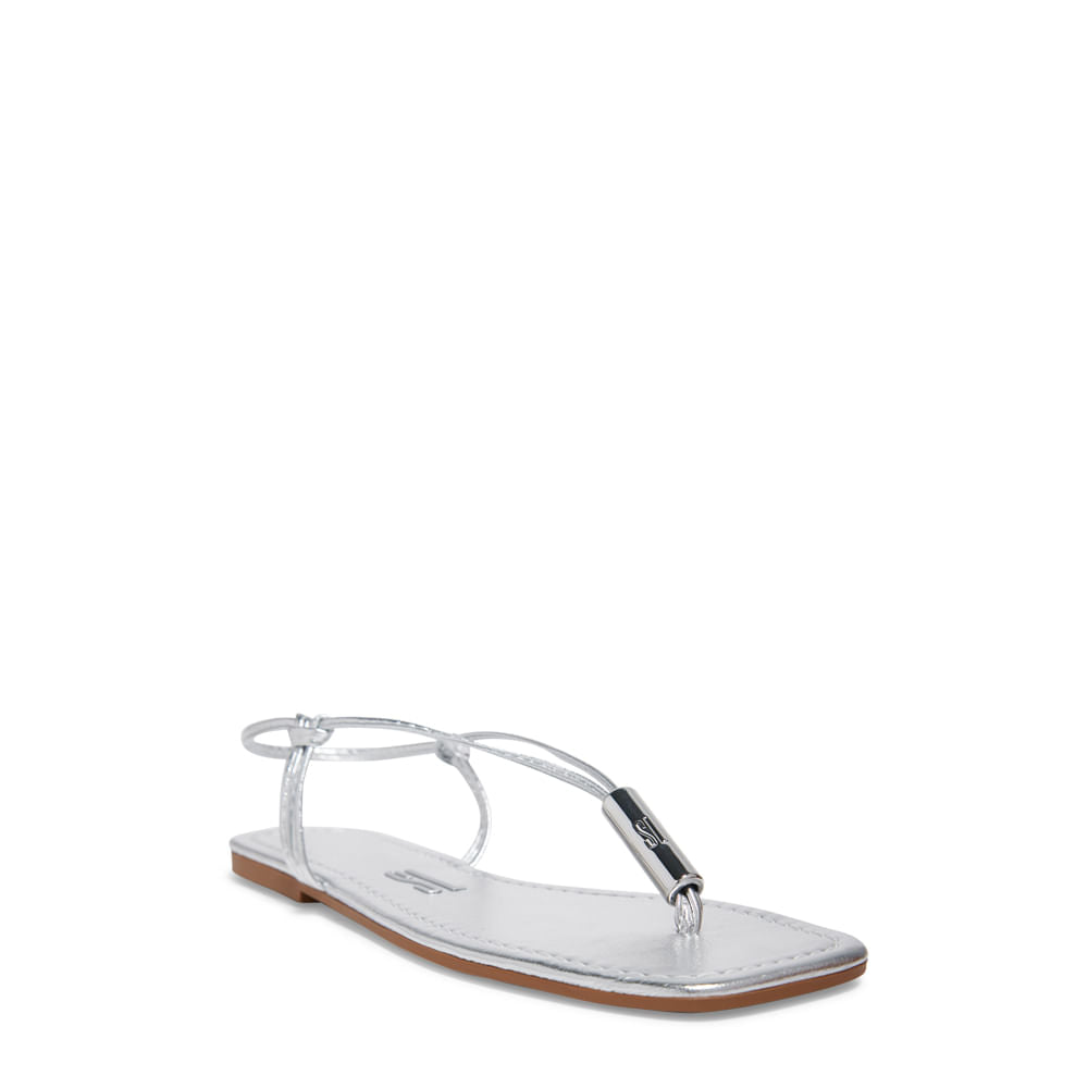 Rasteirinha Napa Santa Lolla Prata Bico Quadrado