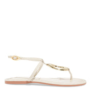 Rasteirinha Off White Santa Lolla Aplicação Metálica Dourada