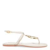 Rasteirinha Off White Santa Lolla Aplicação Metálica Dourada