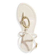 Rasteirinha Off White Santa Lolla Aplicação Metálica Dourada