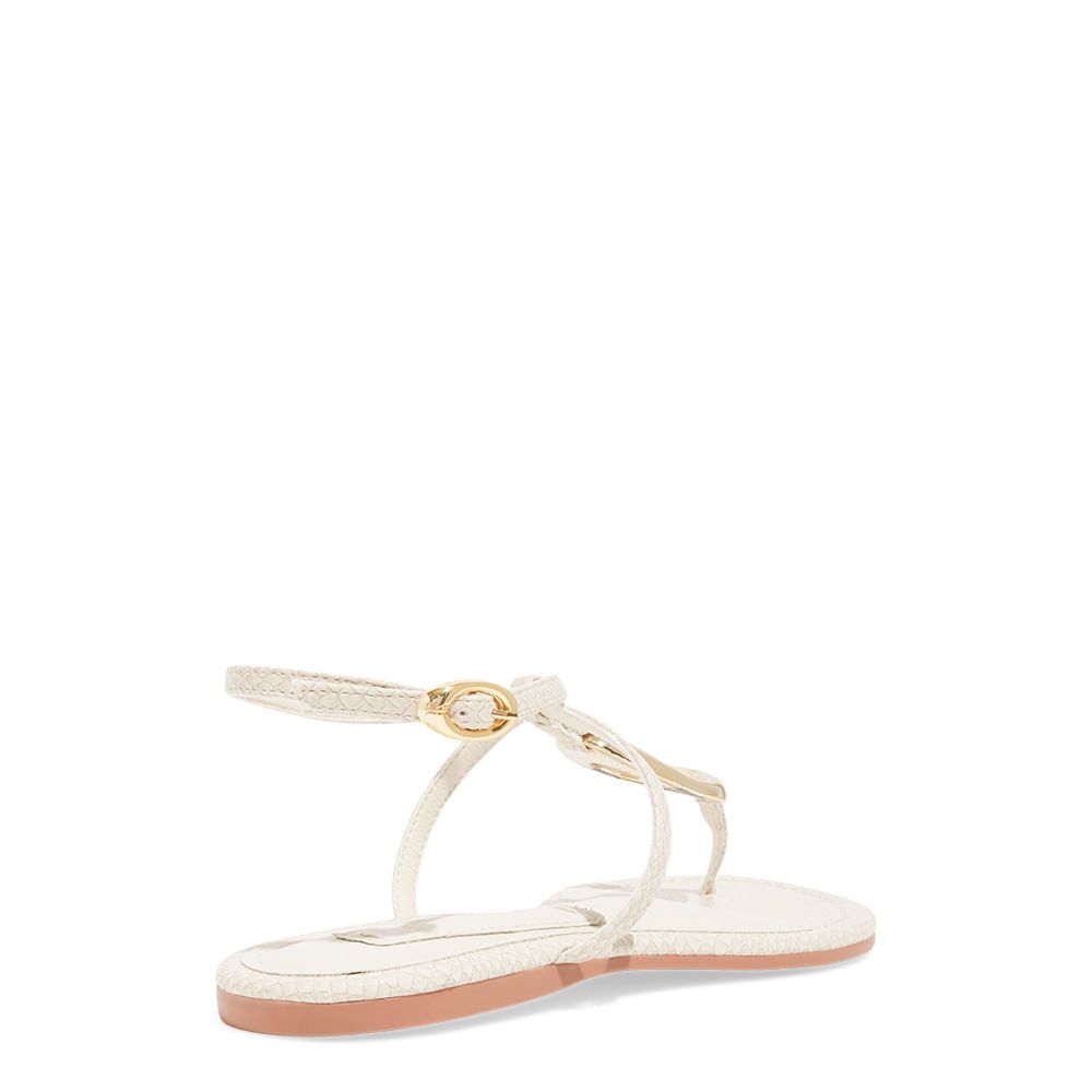 Rasteirinha Off White Santa Lolla Aplicação Metálica Dourada