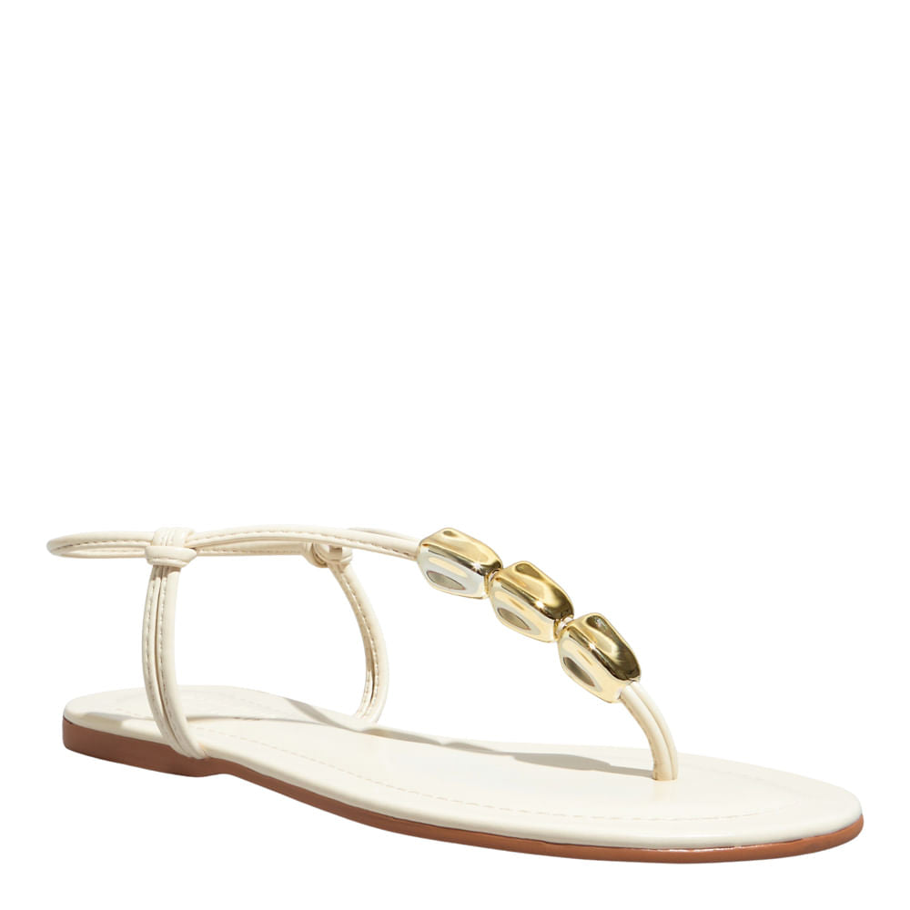 Rasteirinha Off White Santa Lolla Esferas Douradas