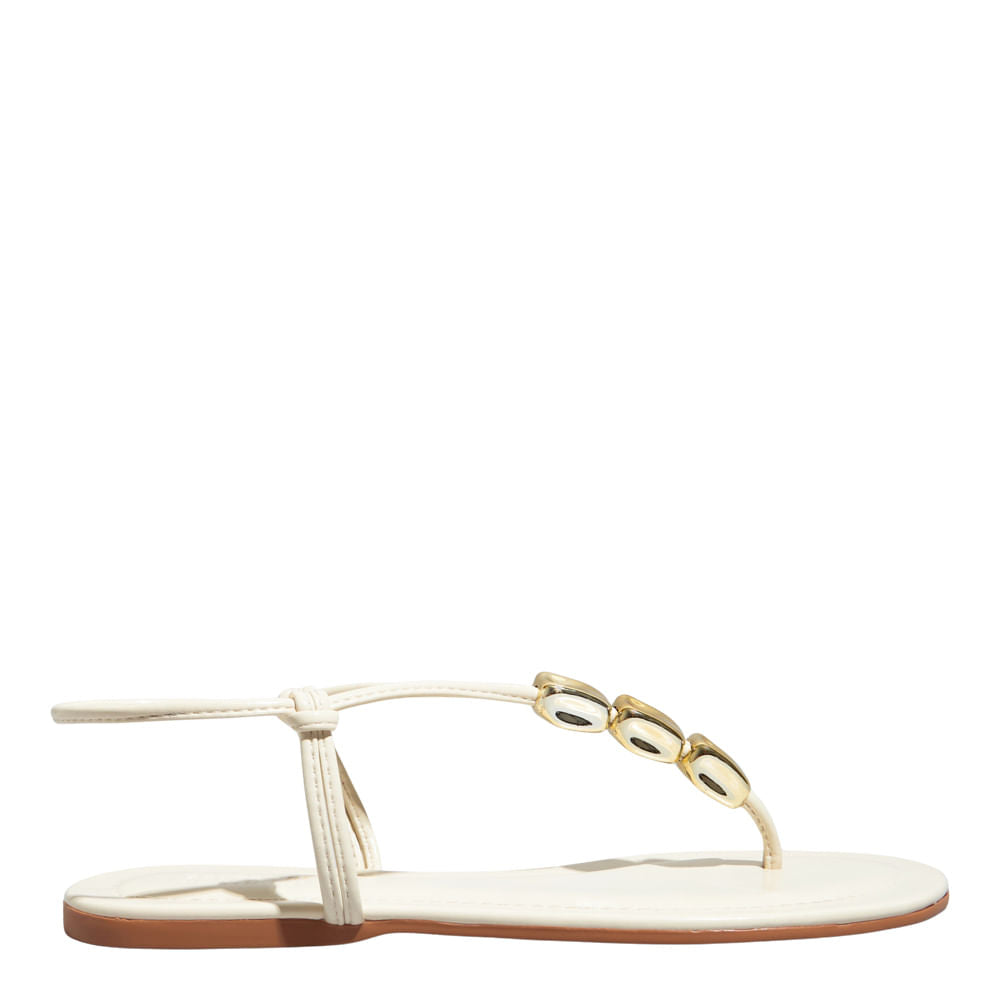 Rasteirinha Off White Santa Lolla Esferas Douradas