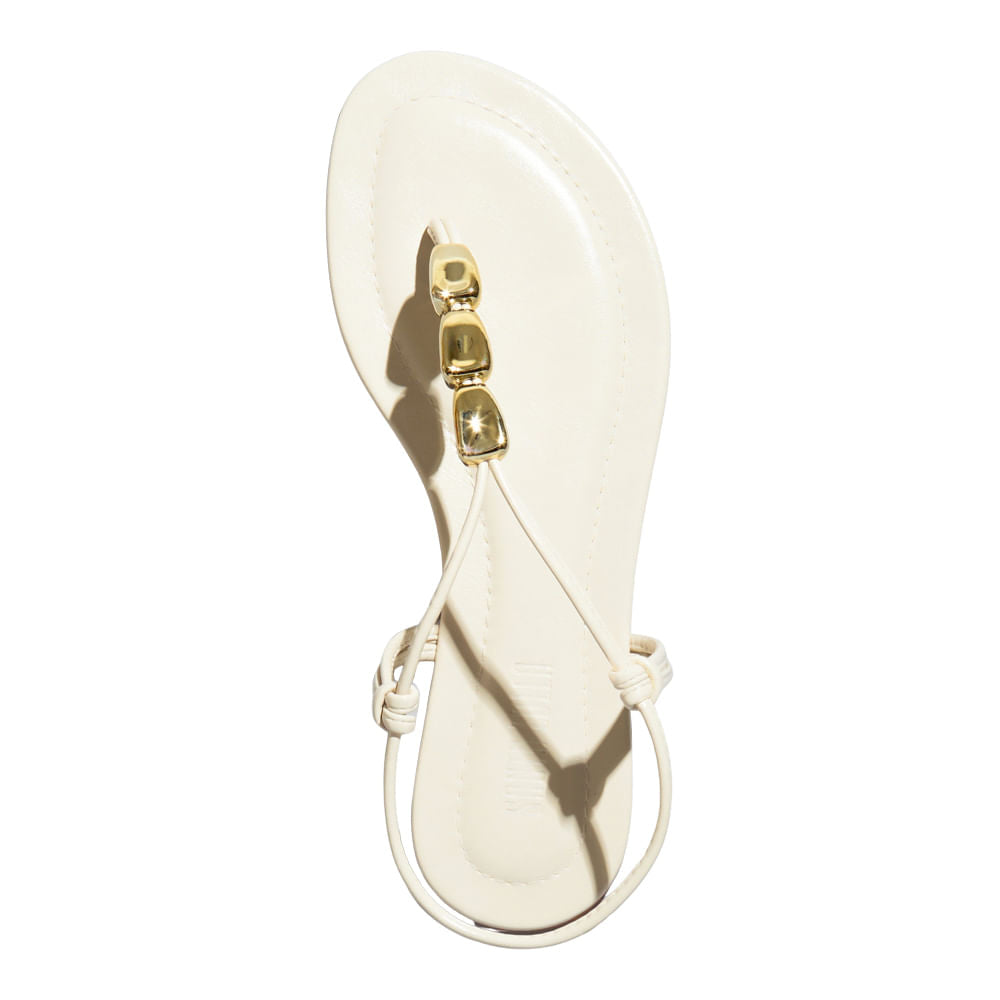 Rasteirinha Off White Santa Lolla Esferas Douradas