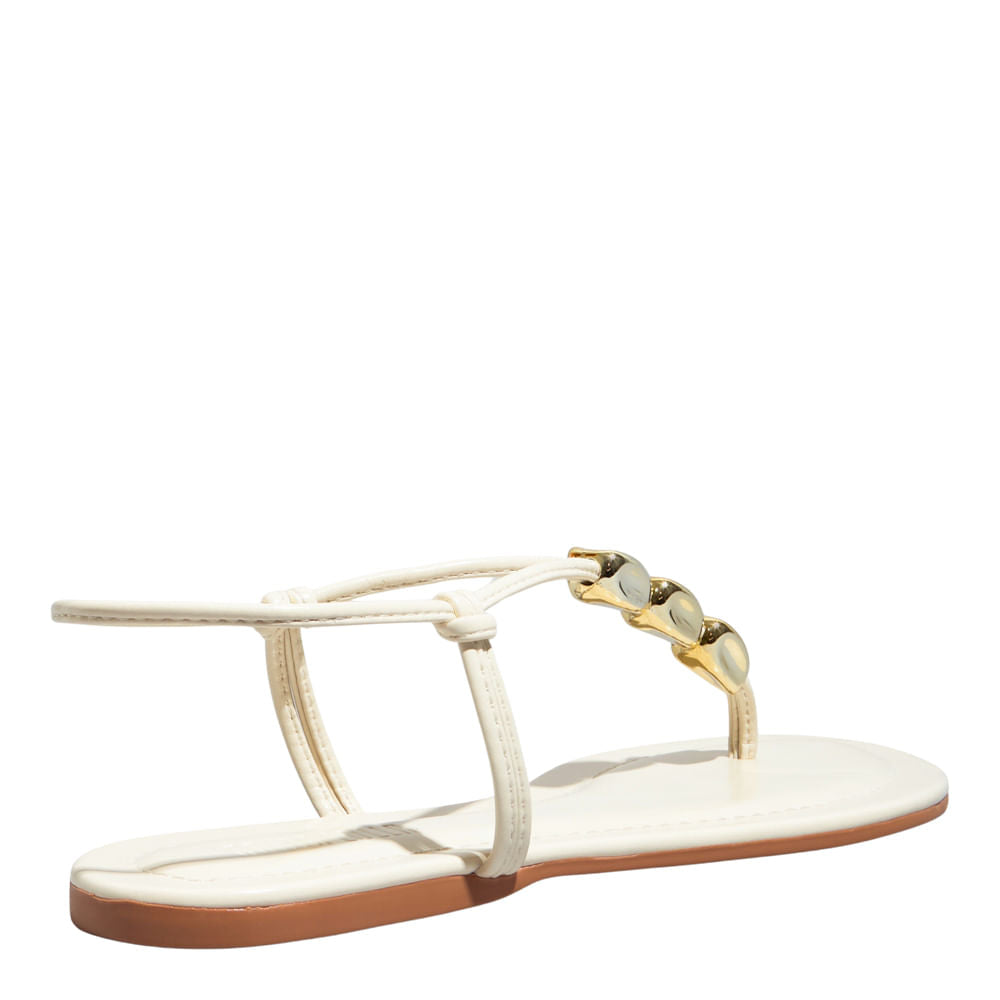 Rasteirinha Off White Santa Lolla Esferas Douradas