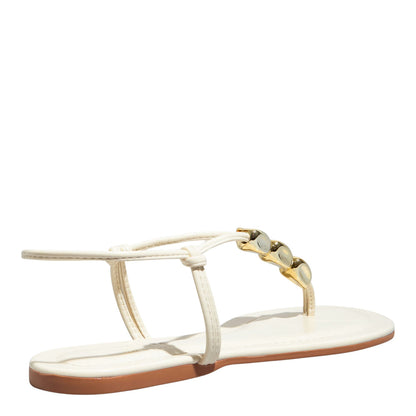 Rasteirinha Off White Santa Lolla Esferas Douradas