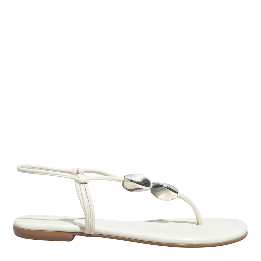 Rasteirinha Off White Santa Lolla Esferas Prata