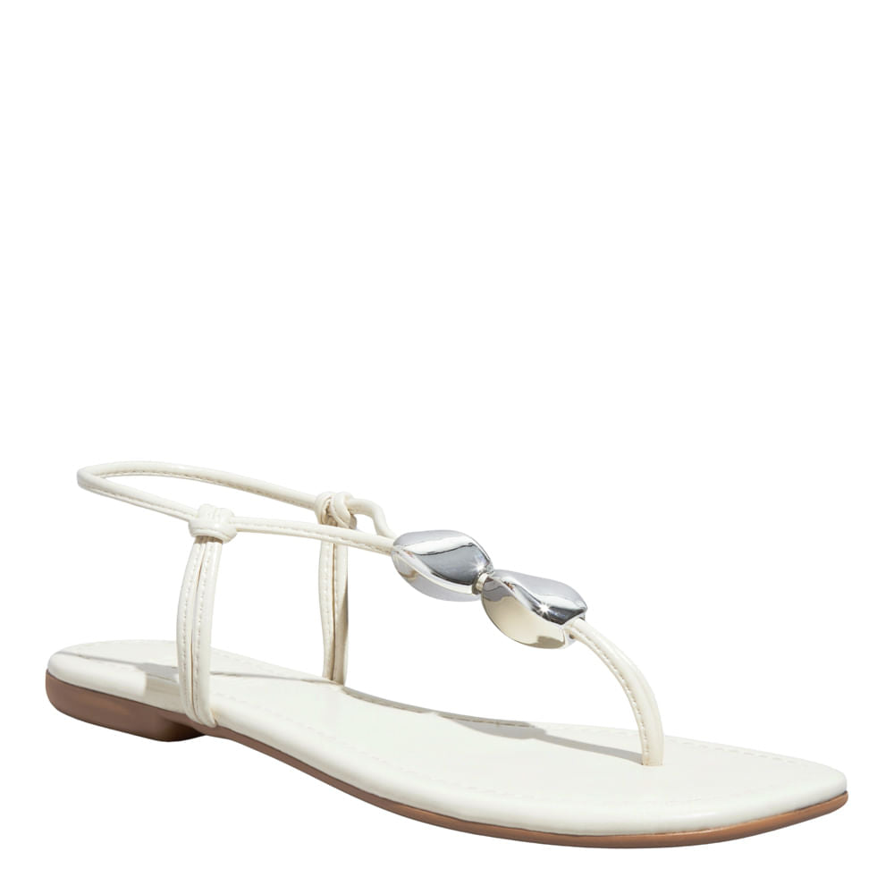 Rasteirinha Off White Santa Lolla Esferas Prata