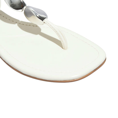 Rasteirinha Off White Santa Lolla Esferas Prata