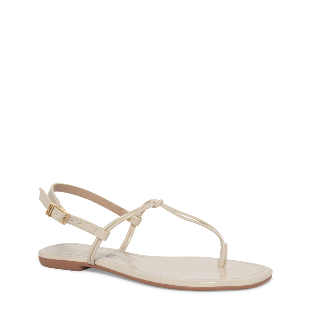 Rasteirinha Off White Verniz Santa Lolla Tiras Nó