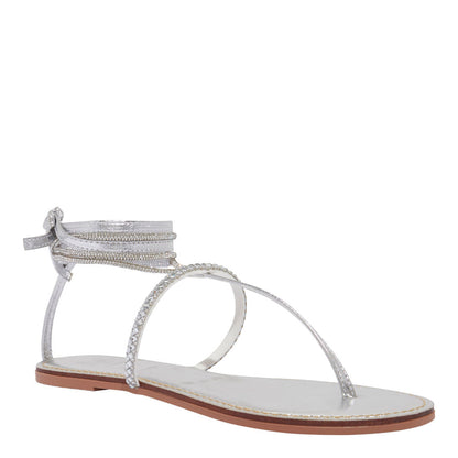 Rasteirinha Prata Strass Santa Lolla Metalizada Amarração