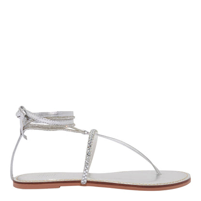 Rasteirinha Prata Strass Santa Lolla Metalizada Amarração