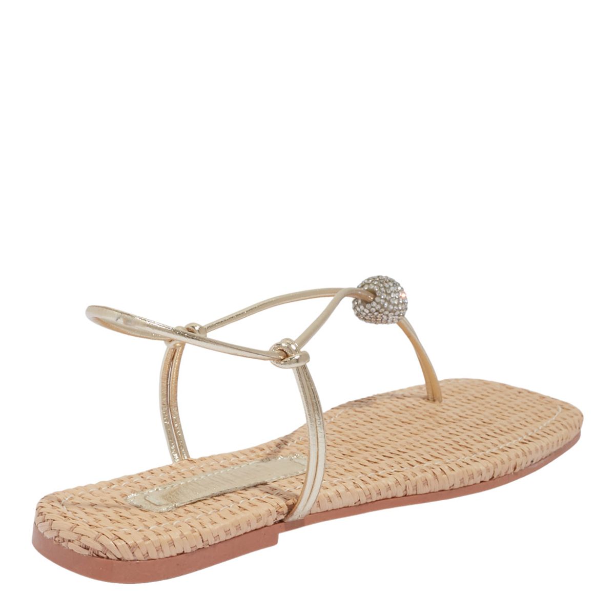 Rasteirinha Santa Lolla Dourada Metalizada Esfera Strass