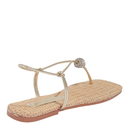 Rasteirinha Santa Lolla Dourada Metalizada Esfera Strass