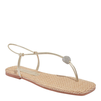 Rasteirinha Santa Lolla Dourada Metalizada Esfera Strass