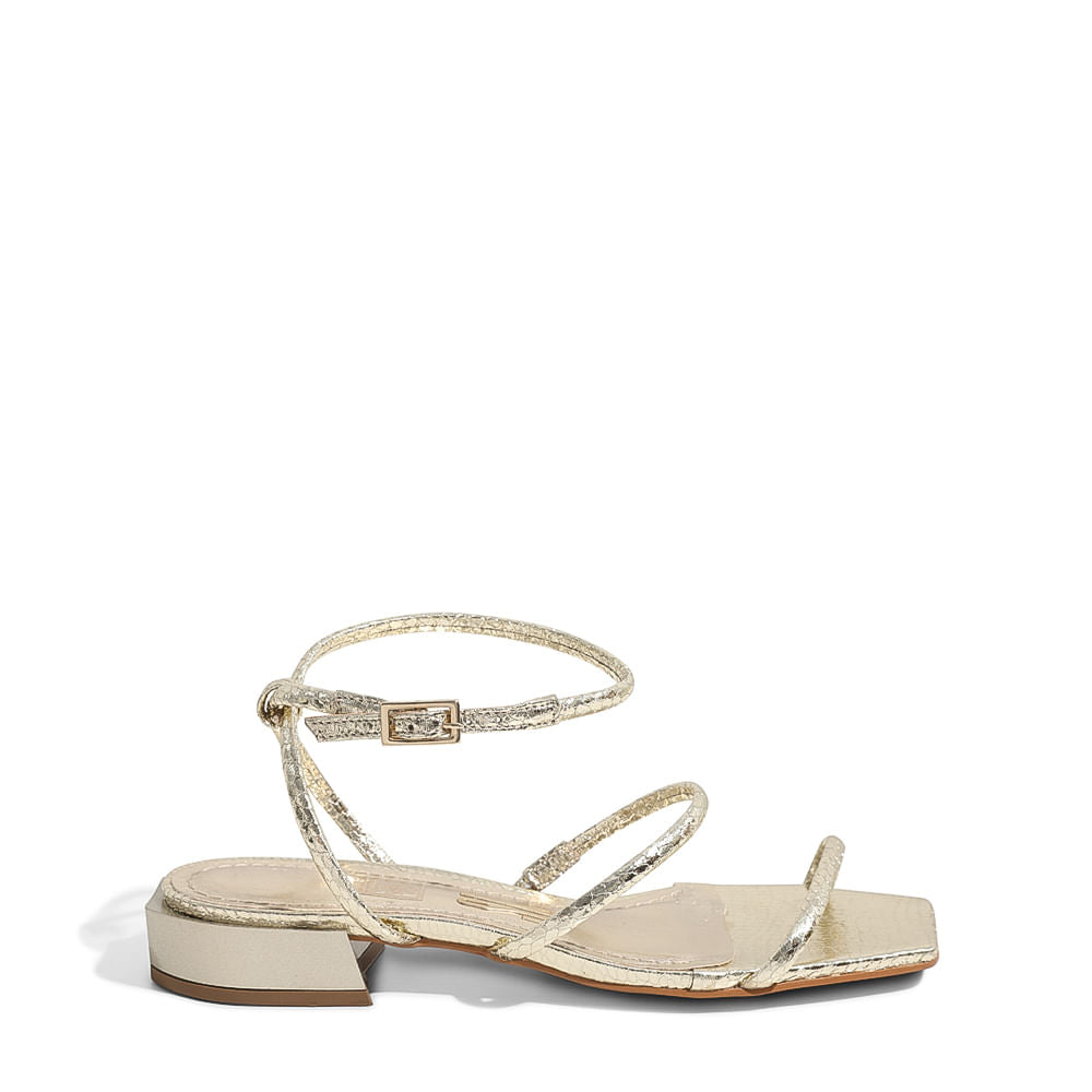 Rasteirinha Santa Lolla Dourada Salto Baixo