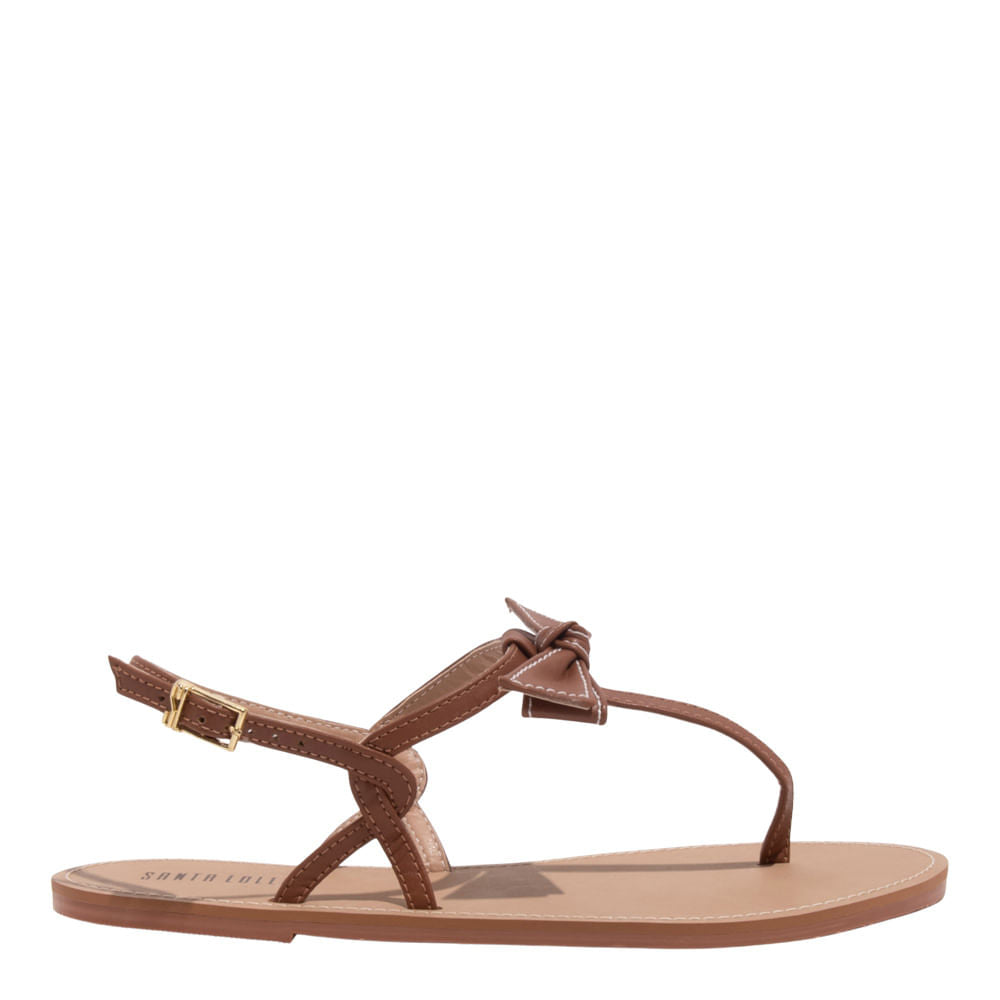 Rasteirinha Santa Lolla Marrom Laço