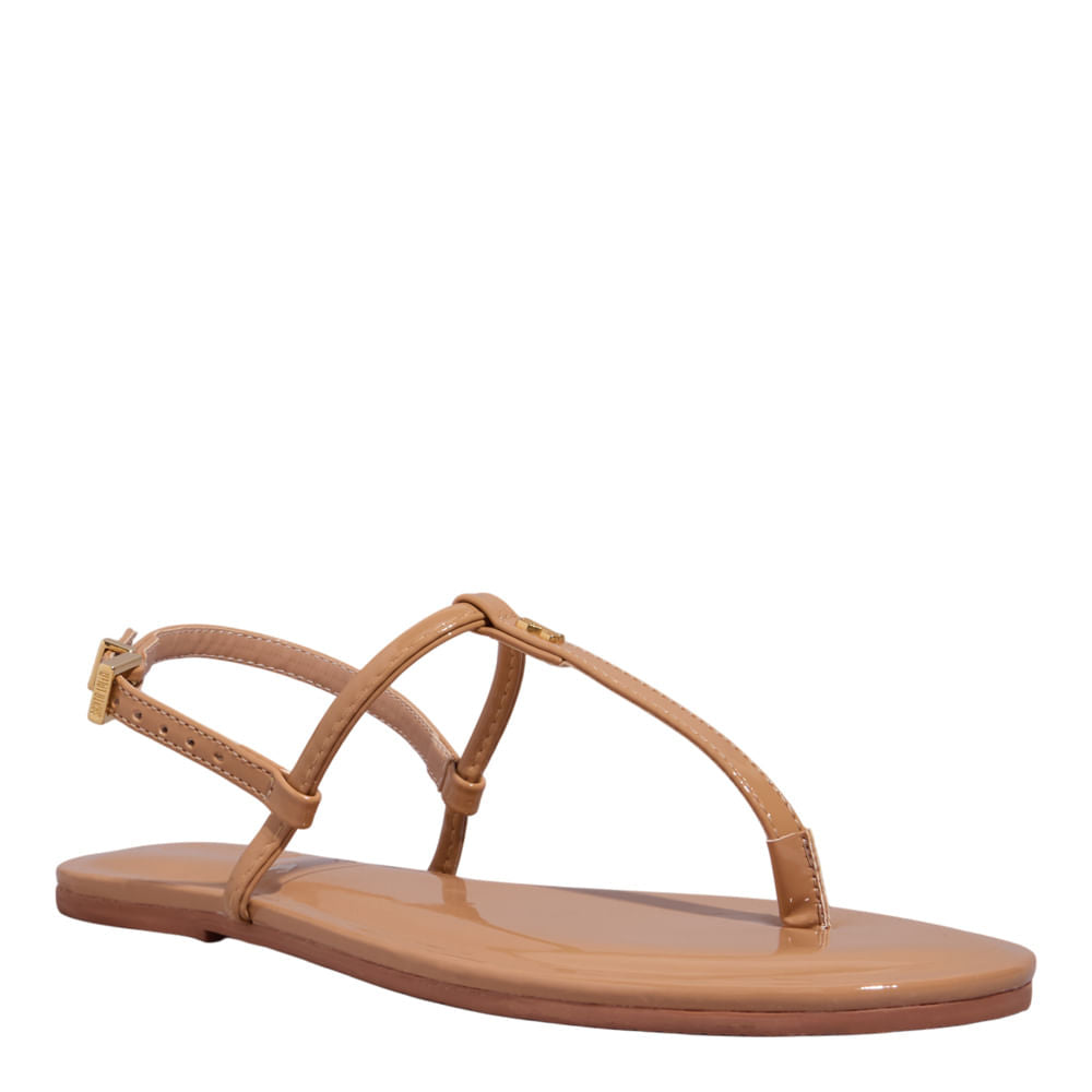 Rasteirinha Santa Lolla Nude Verniz Bico Redondo