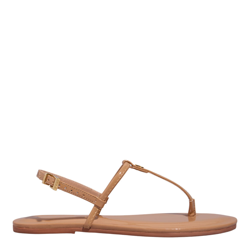 Rasteirinha Santa Lolla Nude Verniz Bico Redondo