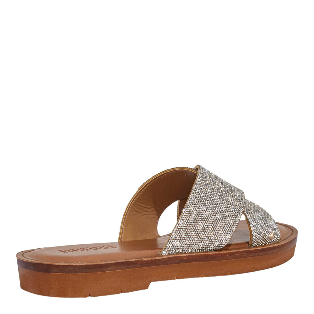 Rasteirinha Santa Lolla Prata Manta Cristal Brilho