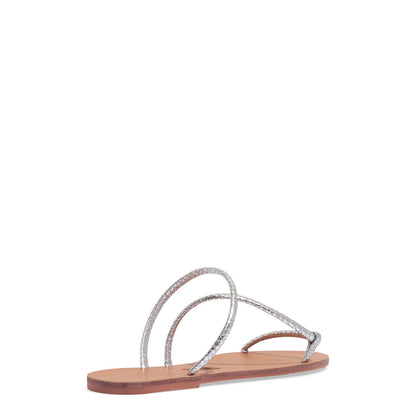 Rasteirinha Santa Lolla Prata Metalizada Cobra