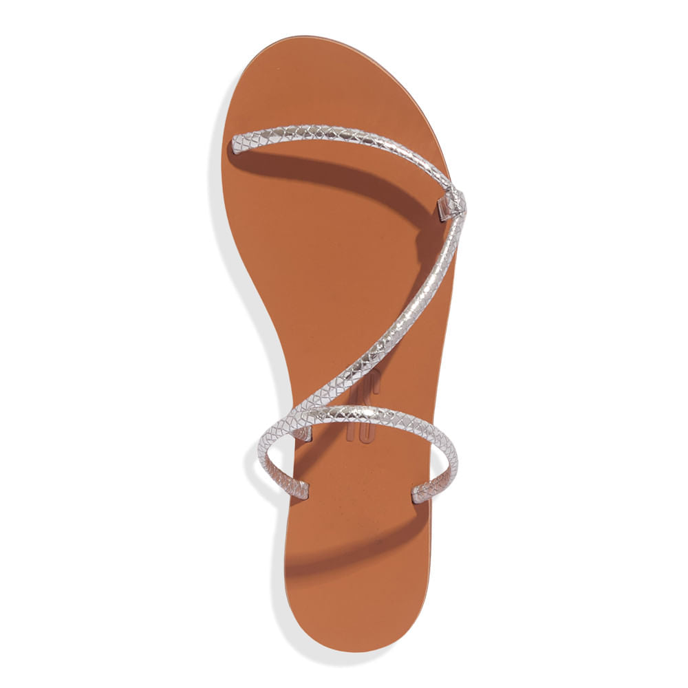 Rasteirinha Santa Lolla Prata Metalizada Cobra