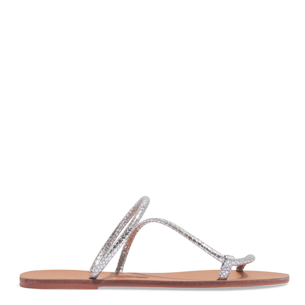 Rasteirinha Santa Lolla Prata Metalizada Cobra