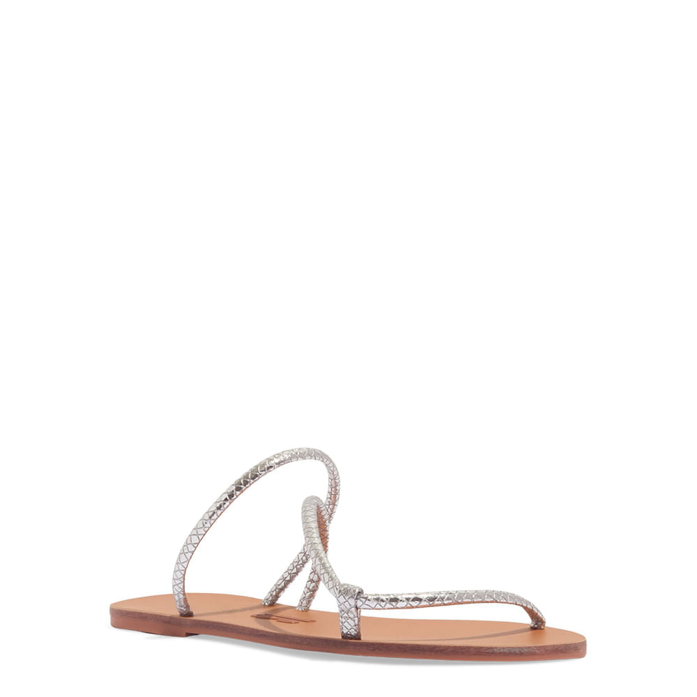 Rasteirinha Santa Lolla Prata Metalizada Cobra