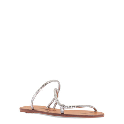 Rasteirinha Santa Lolla Prata Metalizada Cobra