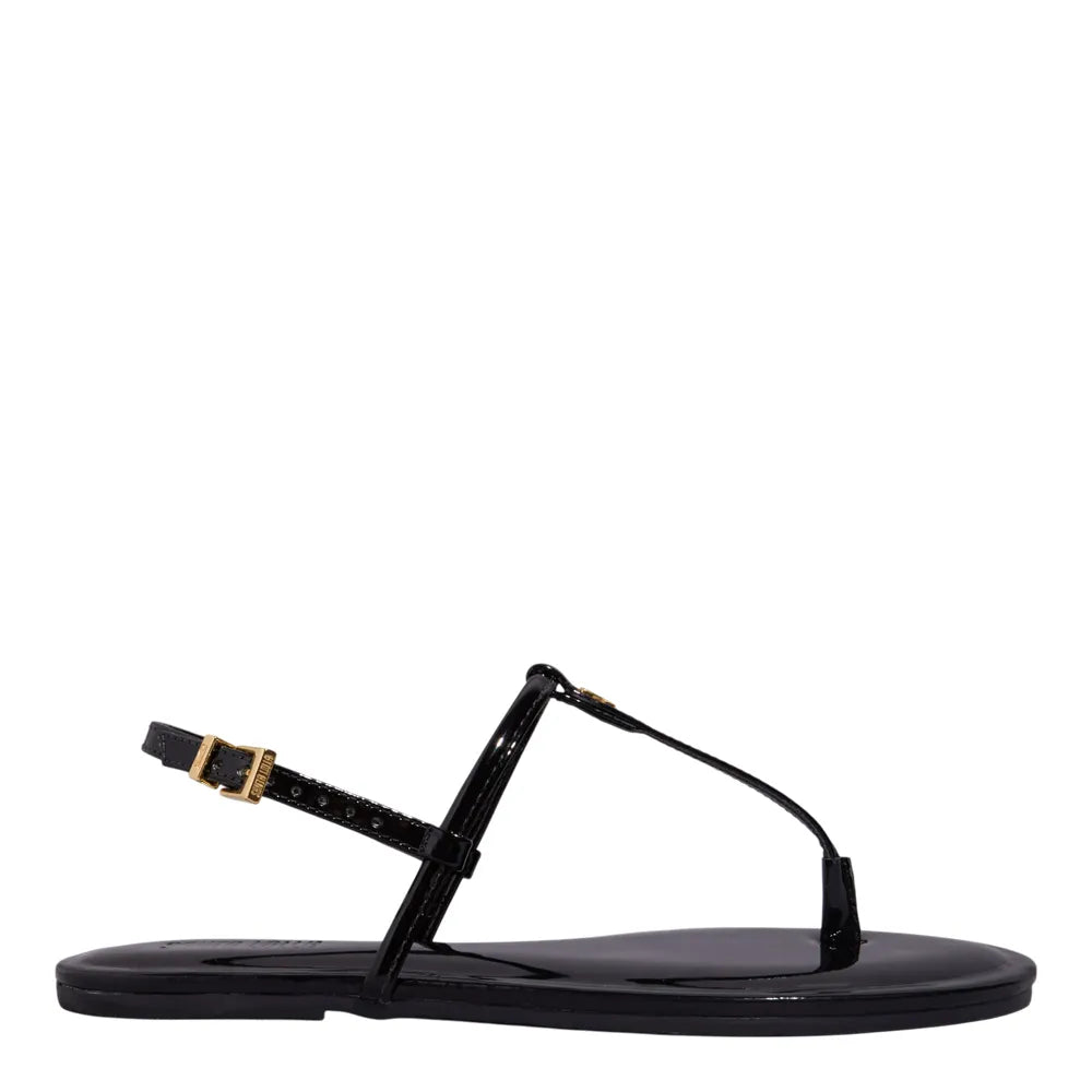 Rasteirinha Santa Lolla Preta Verniz Bico Redondo