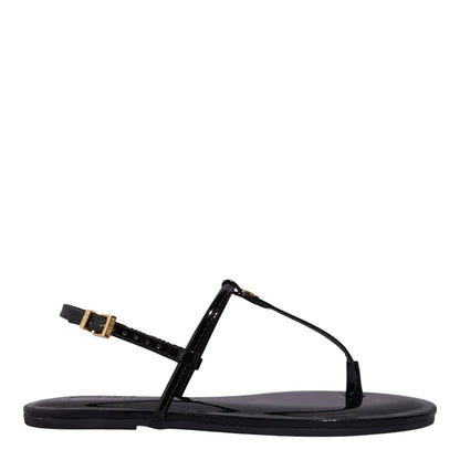 Rasteirinha Santa Lolla Preta Verniz Bico Redondo