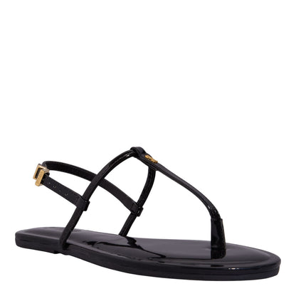 Rasteirinha Santa Lolla Preta Verniz Bico Redondo