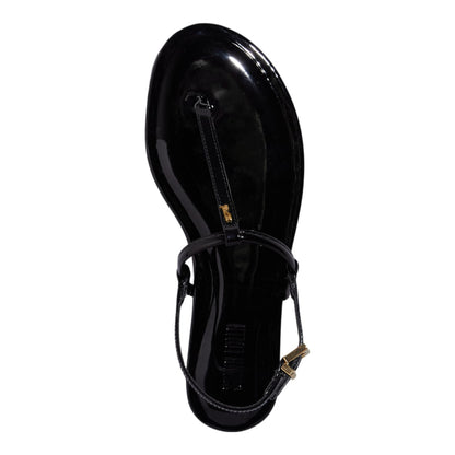 Rasteirinha Santa Lolla Preta Verniz Bico Redondo