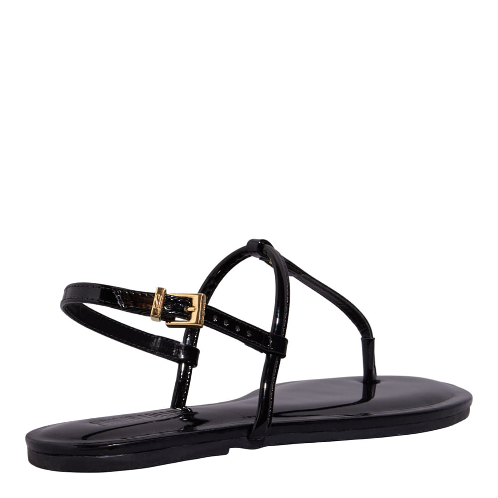 Rasteirinha Santa Lolla Preta Verniz Bico Redondo