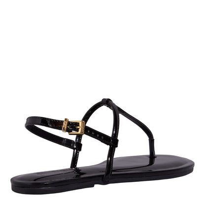 Rasteirinha Santa Lolla Preta Verniz Bico Redondo