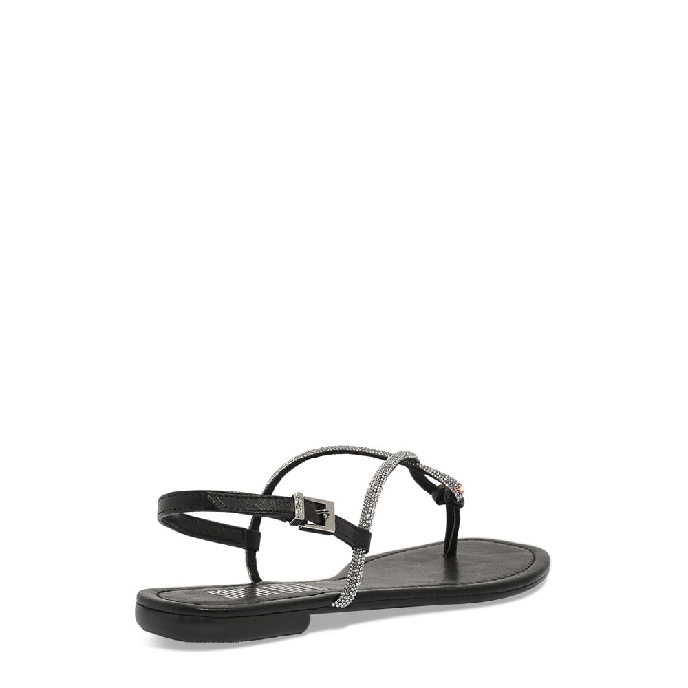 Rasteirinha Santa Lolla Strass Tiras Cruzadas Preta