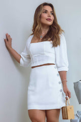 Saia Linho Off White Cristal Frysaide