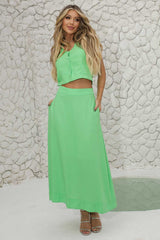 Saia Midi Rodada Verde Frysaide-7663.SUMMER GREEN- URBANNA