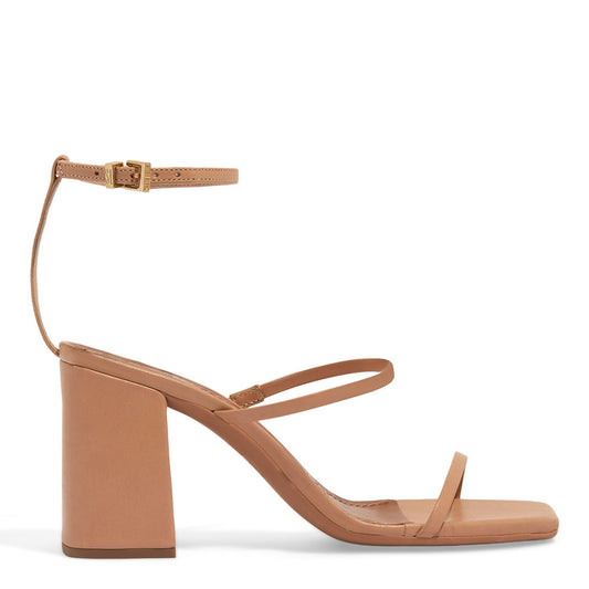 Sandália Bege Santa Lolla Salto Alto Bloco