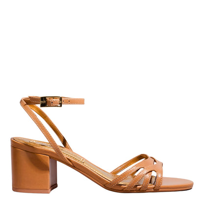 Sandália Caramelo Salto Bloco Santa Lolla