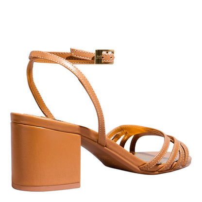 Sandália Caramelo Salto Bloco Santa Lolla