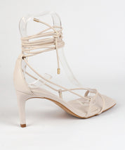 Sandália Degalls Off White Salto Fino Amarração