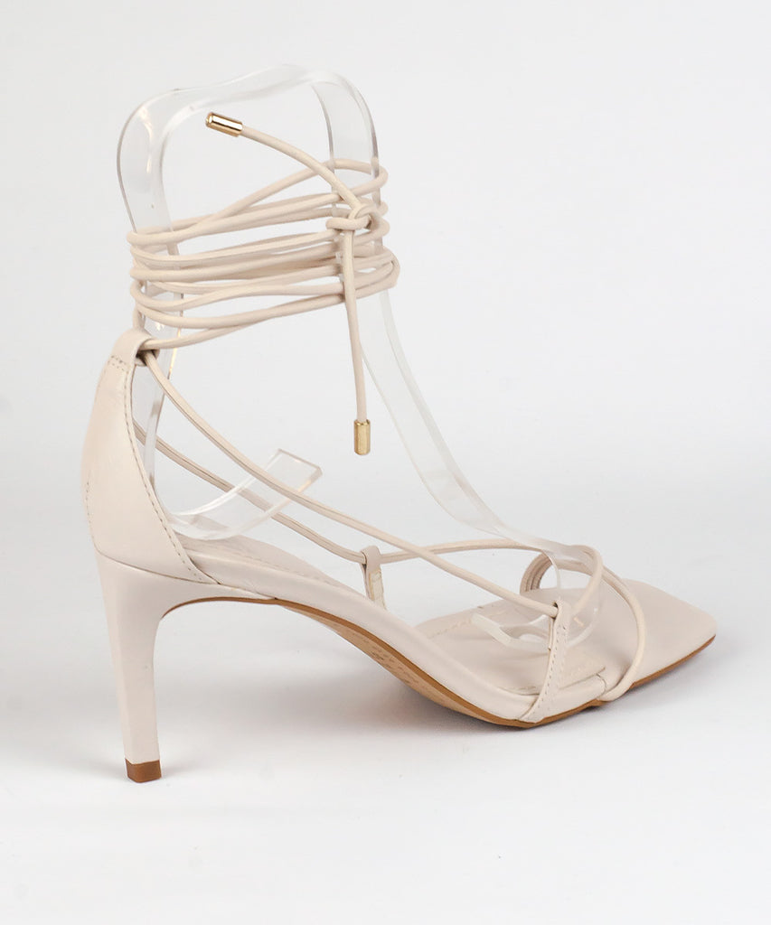 Sandália Degalls Off White Salto Fino Amarração