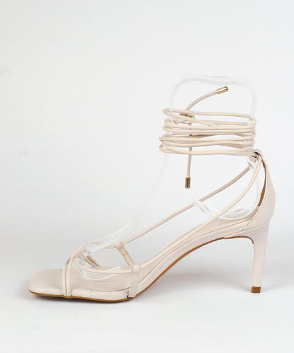 Sandália Degalls Off White Salto Fino Amarração