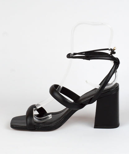 Sandália Degalls Preta Salto Bloco Amarração