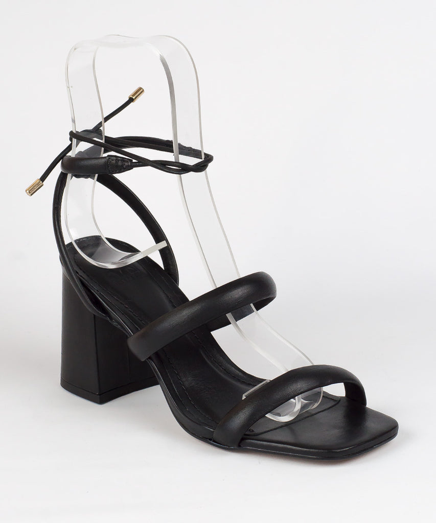 Sandália Degalls Preta Salto Bloco Amarração