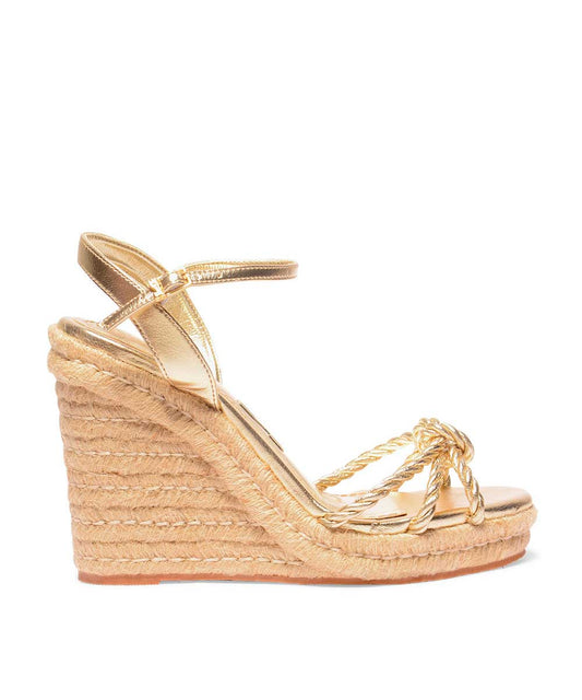 Sandália Espadrilhe Santa Lolla Dourada Metalizada Nó