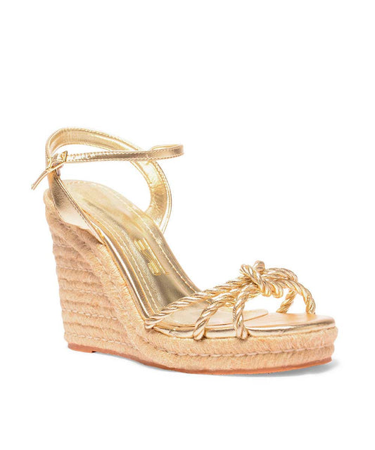 Sandália Espadrilhe Santa Lolla Dourada Metalizada Nó